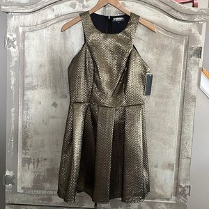 Women’s Size S Fashion Union Metallic Gold Party Dress NWT, Fit & Flare Dress